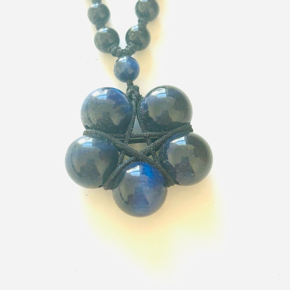 Blue Tigers Eye Beaded Necklace- protective & grounding energy